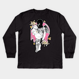 Follow white rabbit punk angel Kids Long Sleeve T-Shirt